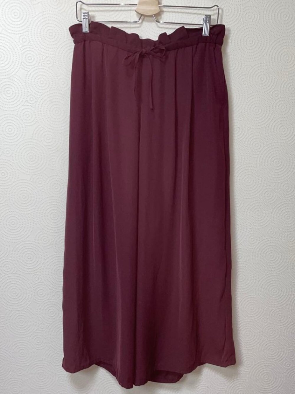 Meila Fin Robe Wide Pants Wine Red Casual Elegant